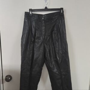 Leather Pants Comint Women's High Rise Pleated 28" Waist US 6-8 VINTAGE Tapered